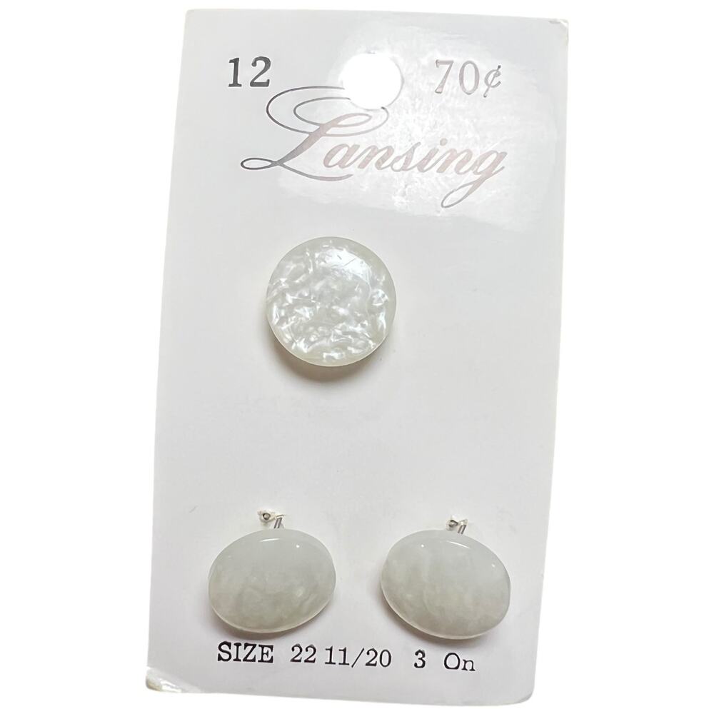 Vintage Lansing Pearlescent White Shank Buttons Set of 3 Size 22